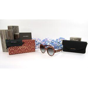 Dolce & Gabbana DG4320 Red Gold Milano Round Logo Acrylic Sunglasses NWT Case